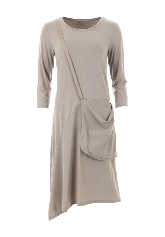 Naya Jersey Pocket Contrast Midi Dress, Stone Cozy Knit Midi Dress