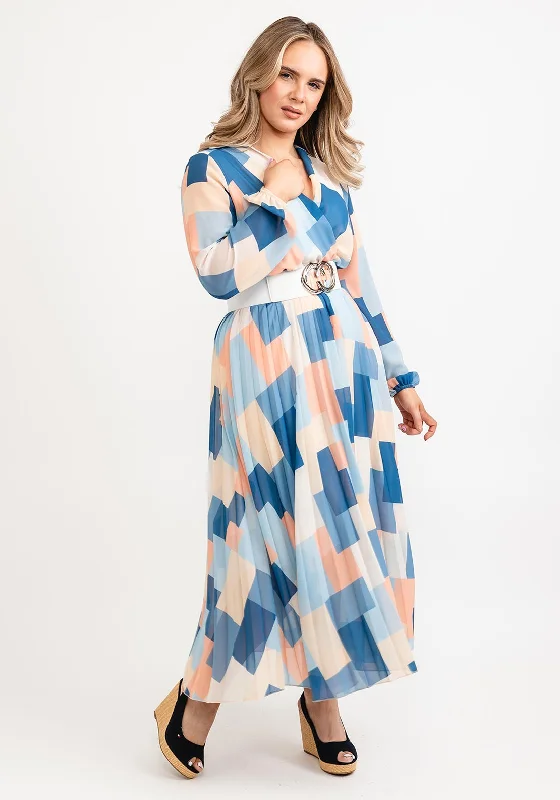 Seventy1 One Size Pastel Print Midi Dress, Blue Multi Comfortable Denim Midi Dress