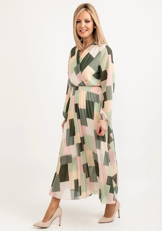 Seventy1 One Size Pastel Print Midi Dress, Green Multi Stylish Vintage Midi Dress