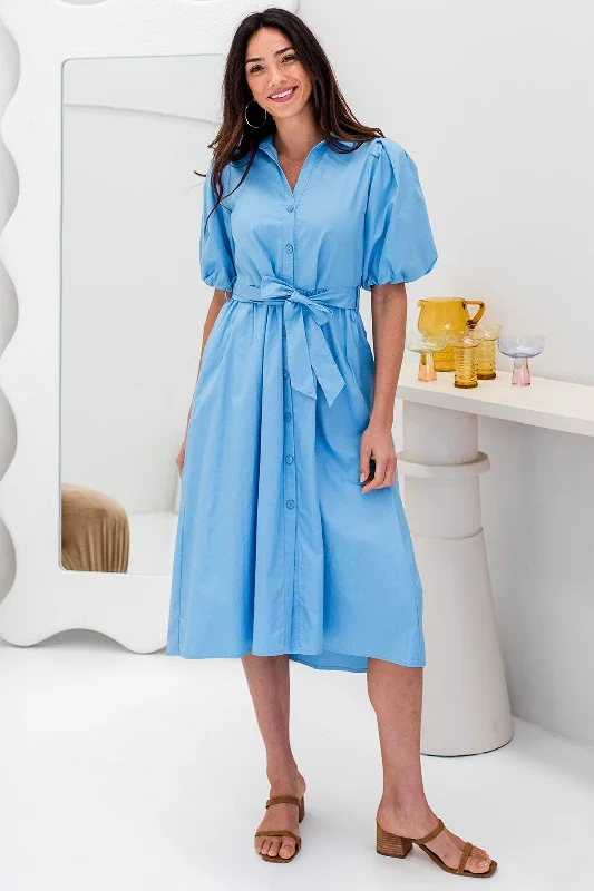 Shannon Midi Dress Blue Stylish Color Block Midi Dress