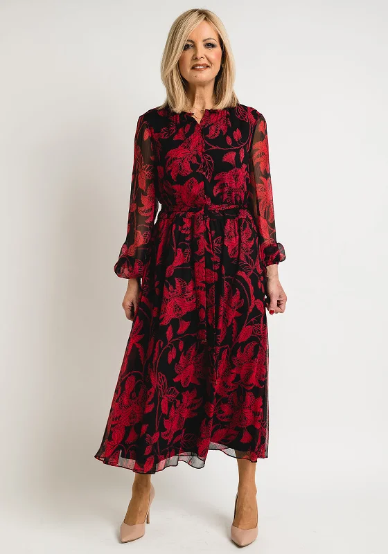 Ted Baker Womens Hadlee Vintage Floral Midi Dress, Black Trendy Knit Midi Dress