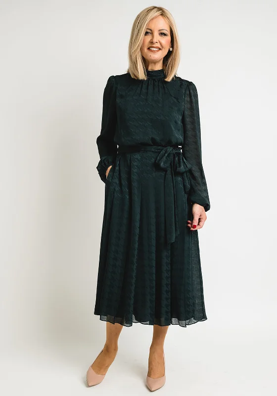 Ted Baker Womens Wilmer Houndstooth Midi Dress, Dark Green Trendy Floral Wrap Midi Dress