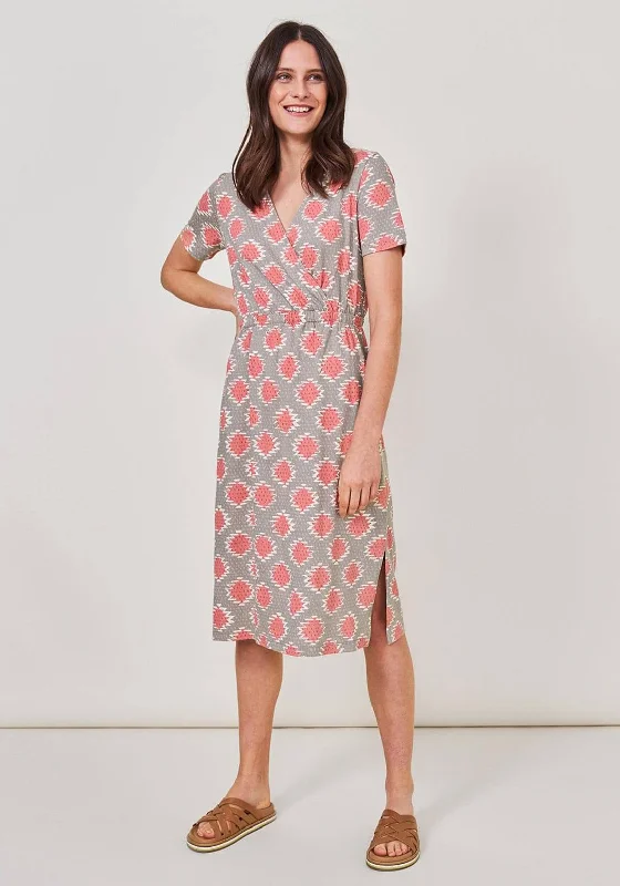 White Stuff Anywhere Fairtrade Midi Dress, Grey Multi Trendy Ruched Side Midi Dress