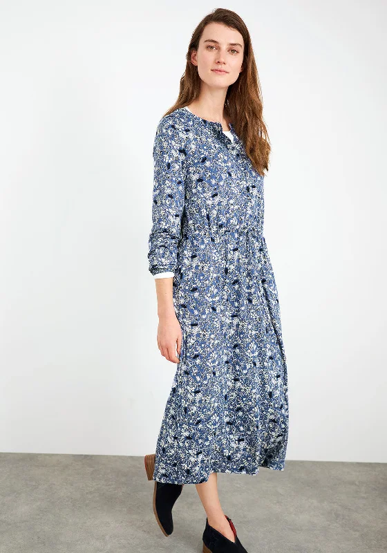 White Stuff Herbie Jersey Midi Dress, Blue Comfortable Casual Midi Dress