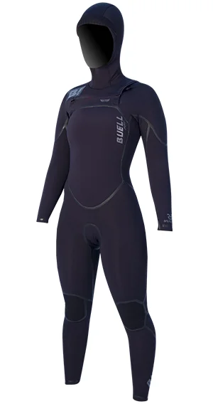 Buell RB2 4/3 Hooded Women's Wetsuit Hoodie with Bell Sleeves Flared Feminine