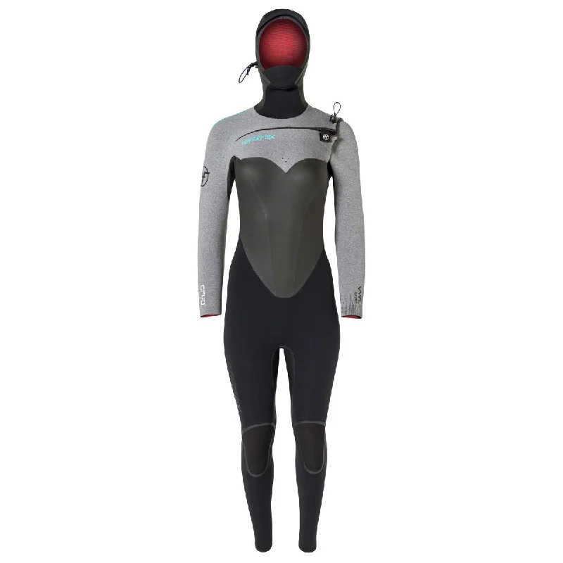 6/5 Hyperflex Womens Wetsuit Vyrl CRYO Frontzip Hooded Fullsuit - Size 12 - Final Sale Hoodie with Hidden Zipper Minimalist Clean