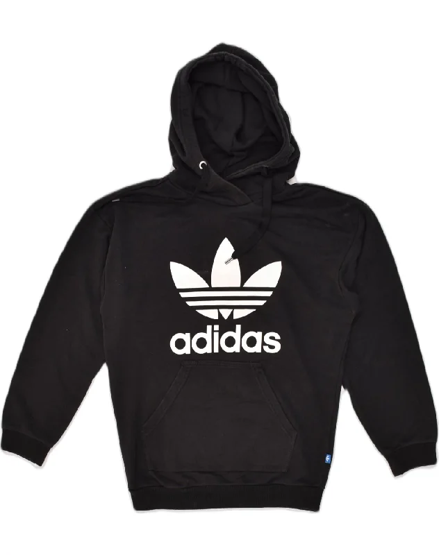 ADIDAS Womens Graphic Hoodie Jumper UK 8 Small Black Cotton Hoodie with Gradient Ombre Colorful