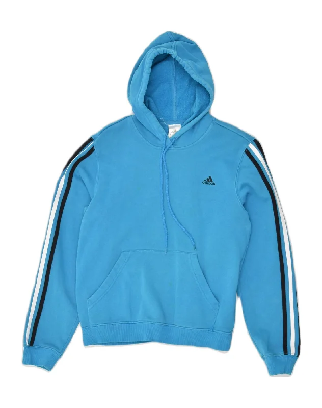 ADIDAS Womens Hoodie Jumper UK 18 XL Blue Cotton Hoodie with Ribbed Cuffs Snug Fit Comfort