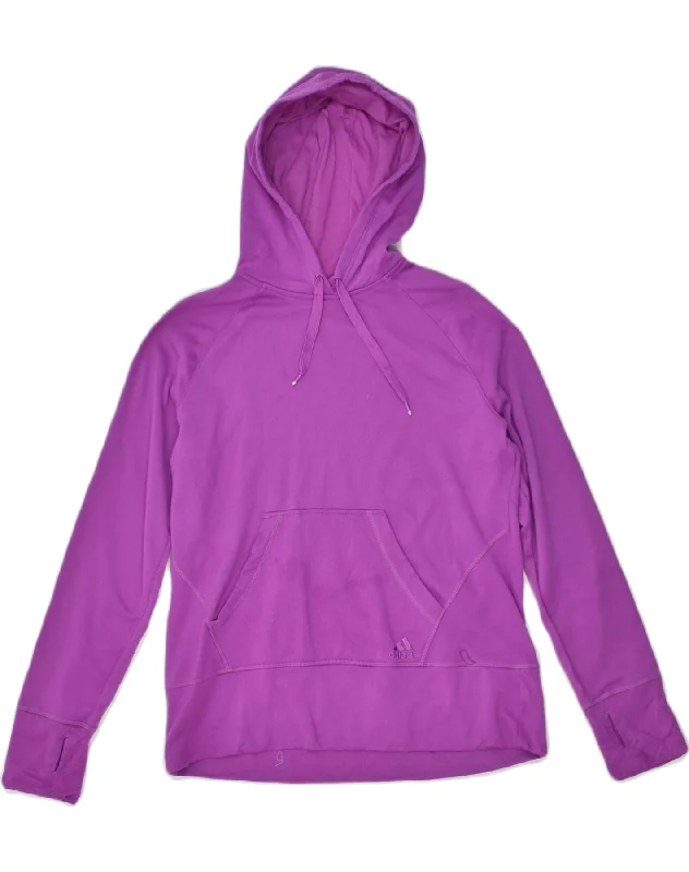 ADIDAS Womens Hoodie Jumper UK 18 XL Purple Polyester Hoodie with Raglan Sleeves Sporty Comfortable