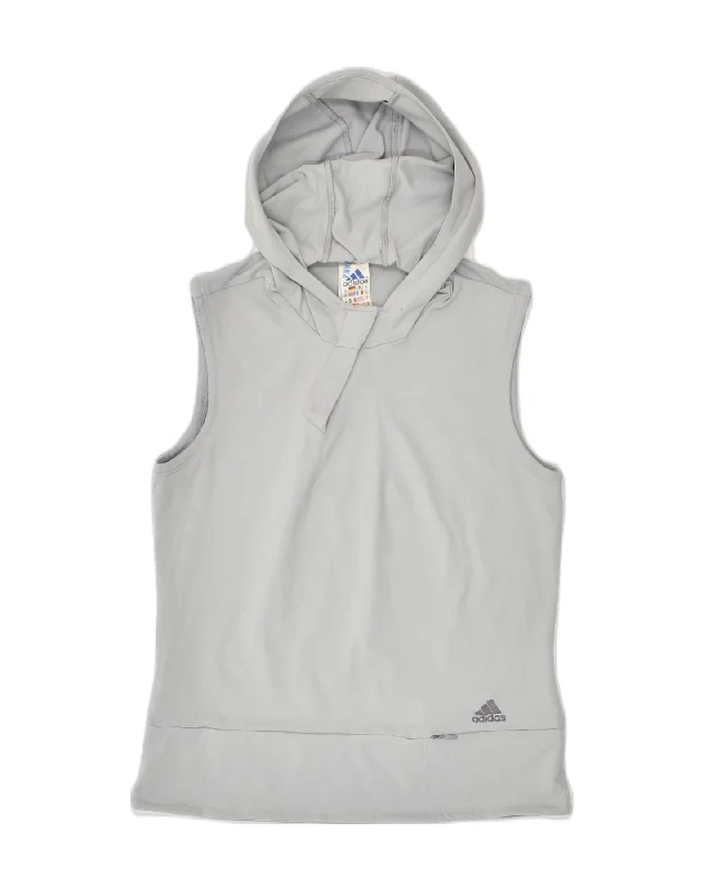 ADIDAS Womens Sleeveless Hoodie Jumper UK 12 Medium  Grey Polyamide Hoodie with Slim Fit Tailored Modern