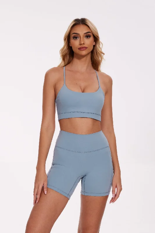 Breeze Halter Sports Bra - Ice Blue Soft Stretch Bra