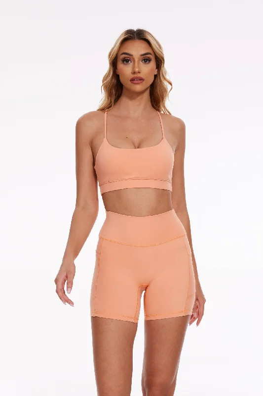 Breeze Halter Sports Bra - Peach Fuzz Supportive Cotton Bra