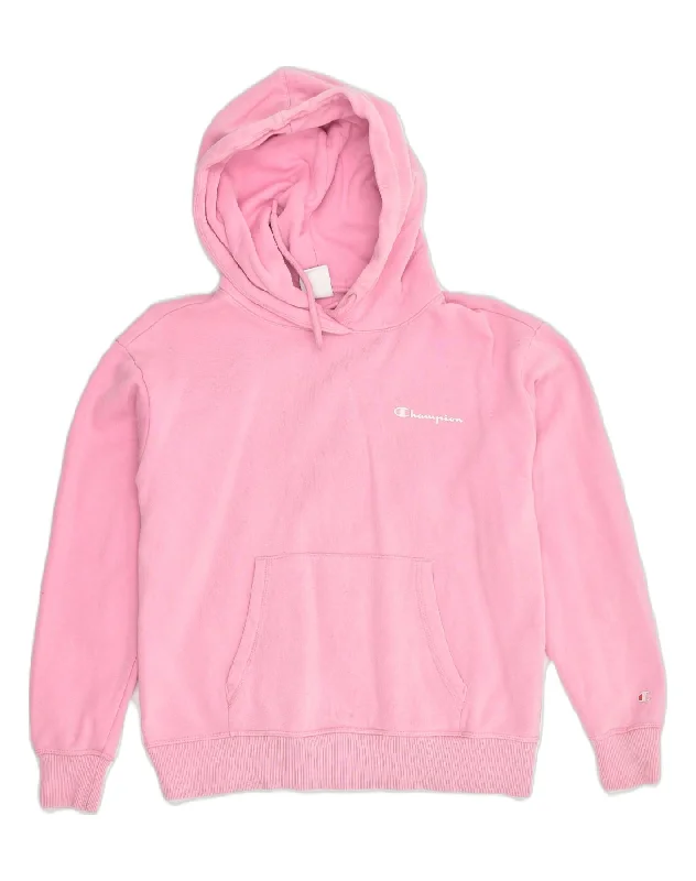 CHAMPION Womens Hoodie Jumper UK 6 XS Pink Cotton Hoodie with Relaxed Fit Easy Casual