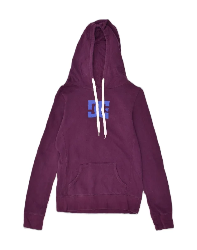 DC Womens Graphic Hoodie Jumper UK 10 Small Purple Cotton Hoodie with Hood Adjustable Protection