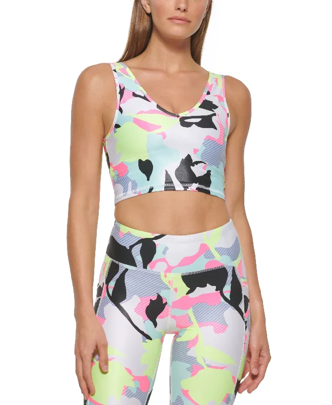 DKNY Sport Camo Floral Print Sports Bra Supportive Cotton Bra