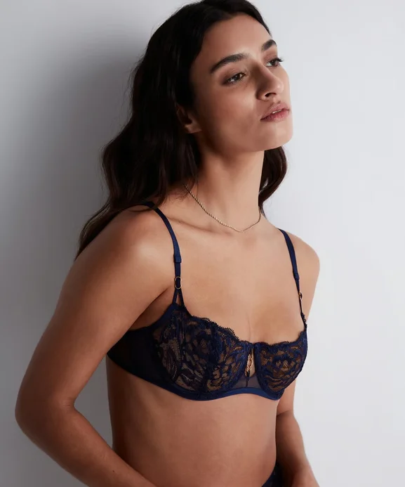 Feeling Myself Lace Demi Cup Bra In Astral Blue - Aubade Comfortable Bralette Style