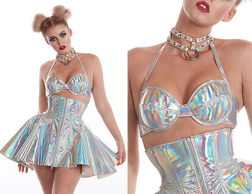 Holographic PVC Bra Active Wear Bra