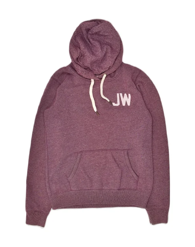 JACK WILLS Womens Graphic Hoodie Jumper UK 10 Small Purple Cotton Cotton Hoodie Fleece Lining Warmth