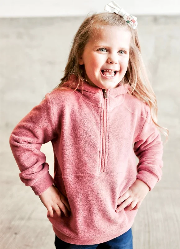 Kids Ampersand Half Zip Hoodie {Cozy Cutie-Raspberry} Hoodie with High-Low Hem Asymmetrical Trendy