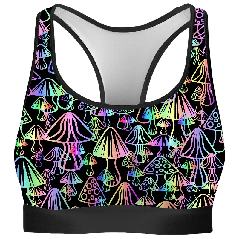 Magic Mushrooms Rave Bra Supportive Sports Bra