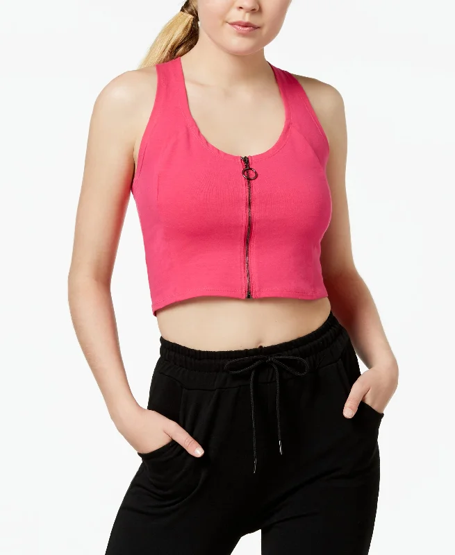 Material Girl Active Juniors Zip Front Crisscross Sports Bra Soft Cotton Bra