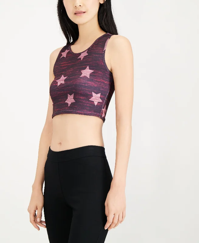 Juniors' Star-Print Sports Bra Adjustable Fit Bra