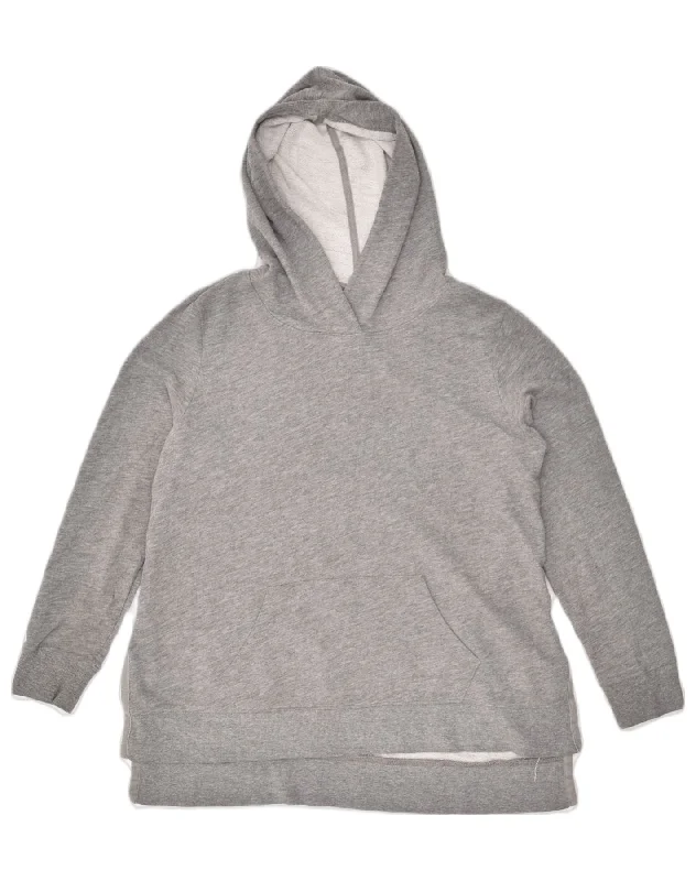 OLD NAVY Womens Hoodie Jumper UK 14 Medium Grey Cotton Hoodie with Lace Feminine Delicate