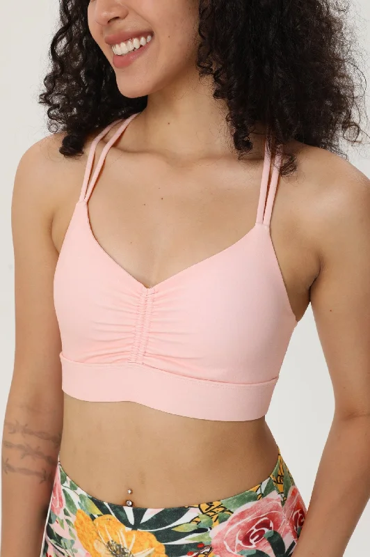 Pink Rose Weave Back Sports Bra Supportive Wireless Bra