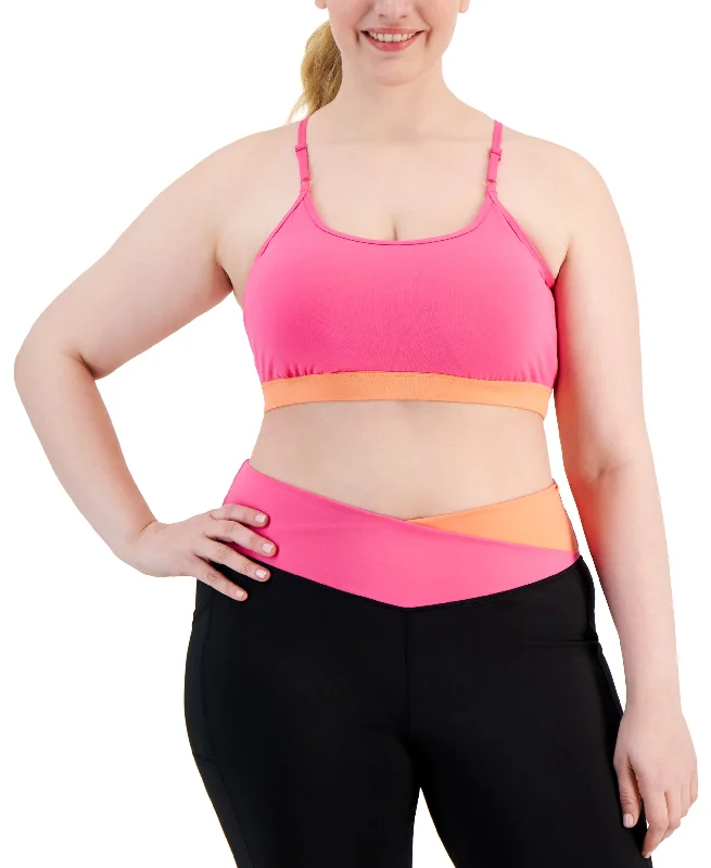 Plus Size Colorblocked Low-Impact Sports Bra Casual Bralette Set