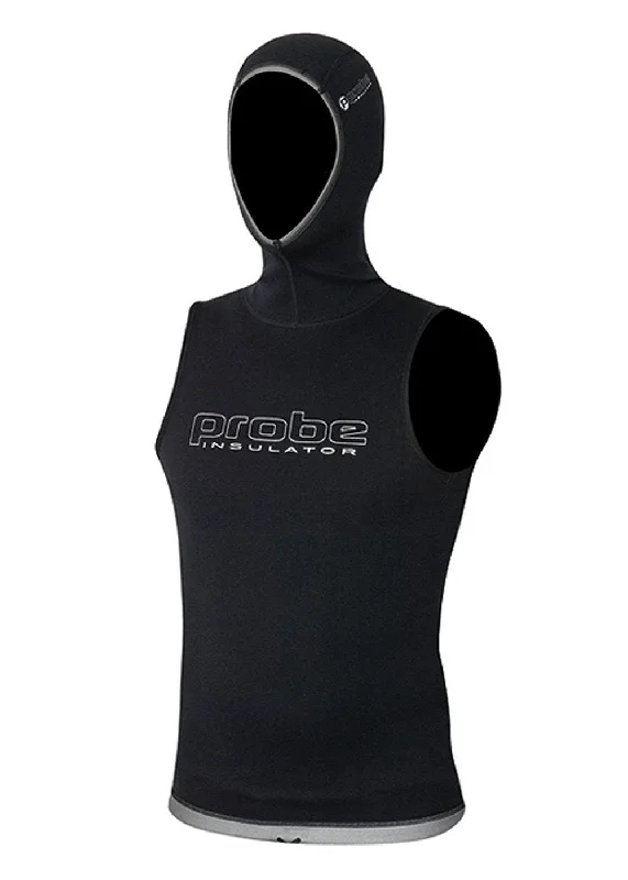 Probe Insulator Hooded Vest Black Hoodie with Rhinestones Sparkly Elegant