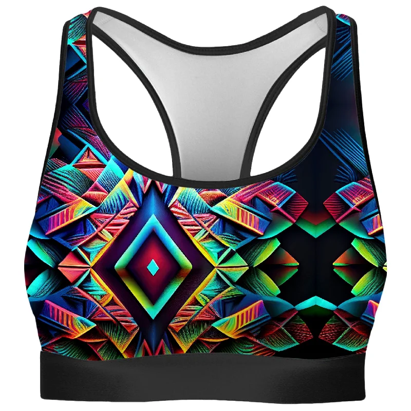 Psychedelic Tribal Rave Bra Supportive Sports Bra