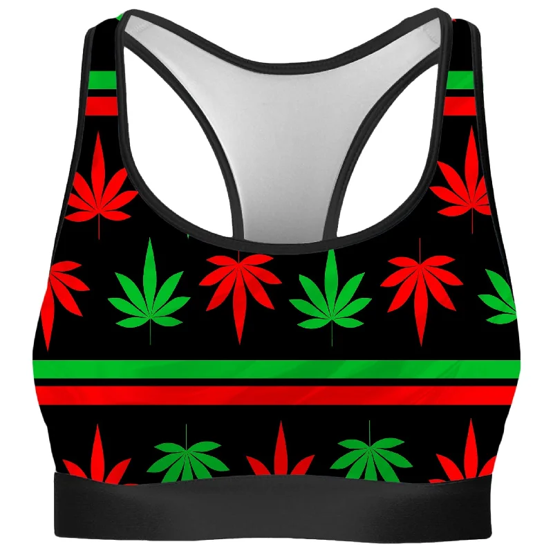 Red And Green Festive Bud Rave Bra Soft Padded Bralette