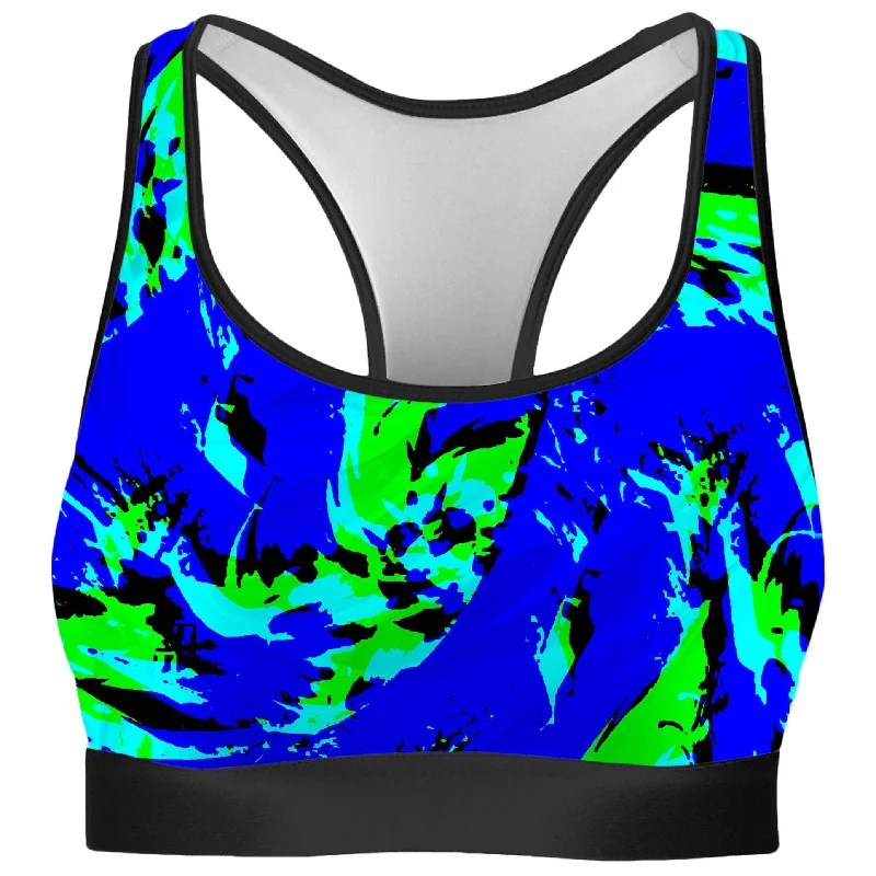 Sea Splatter Rave Graffiti Rave Bra Trendy Sports Bra