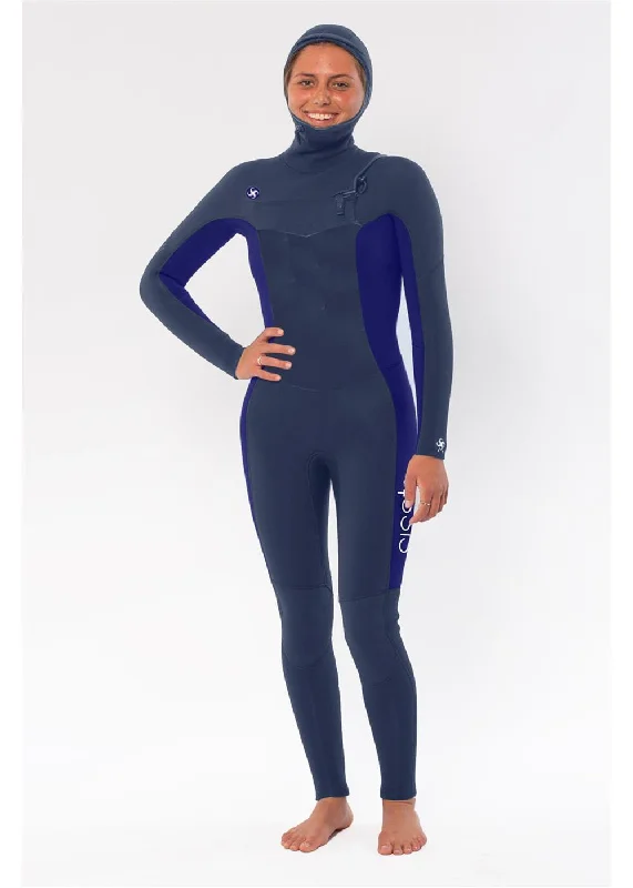 Sisstrevolution My seas 5/4 Hooded Chest Zip Full Wetsuits - blue moon Hoodie with Hidden Zipper Minimalist Clean