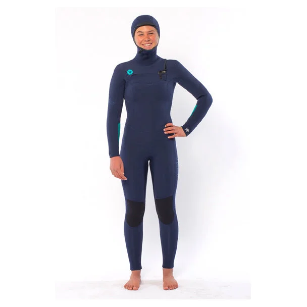 Sisstrevolution 7 Seas 5/4mm Hooded Chest Zip Wetsuit - Strong Blue Hoodie with Side Slits Relaxed Casual