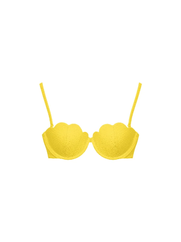 The Contour Bra - Lemon (Embossed) Lacy Underwire Bra