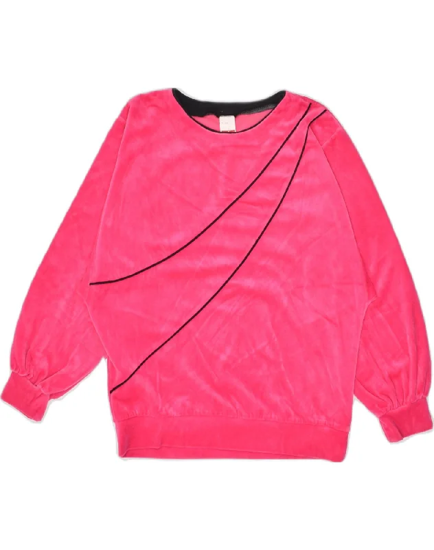 TRIUMPH Womens Velour Sweatshirt Jumper EU 38 Medium Pink Cotton Hoodie Crop Top Short Trendy