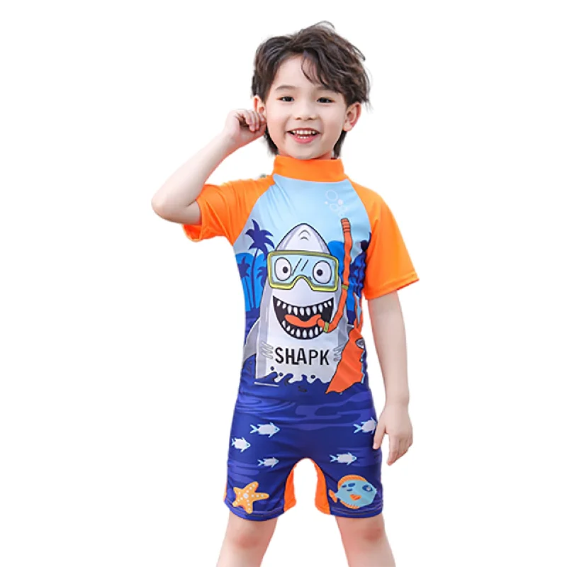 Fancydresswale Baby Shark Swimsuit half sleeves for kids Vintage Swimwear Look