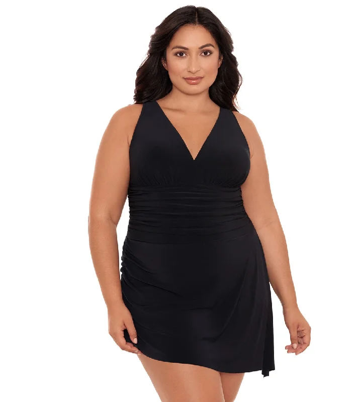 Magicsuit by Miraclesuit Women's Plus Size Celine Swim Dress Black Elegant Swimsuit Bottoms