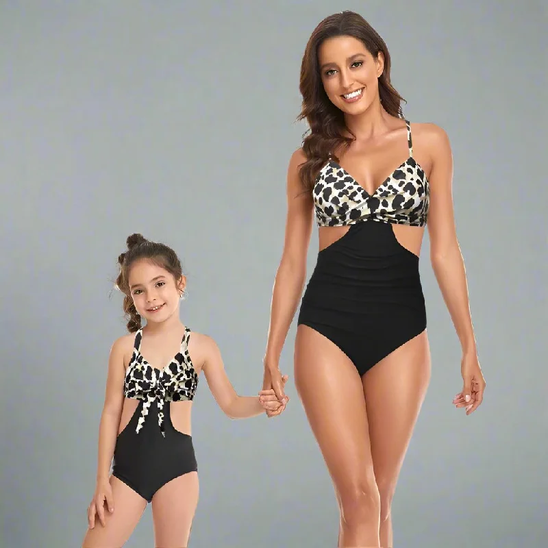 Matching Mother Daughter One-Piece Swimsuit High-Waist Bikini Set