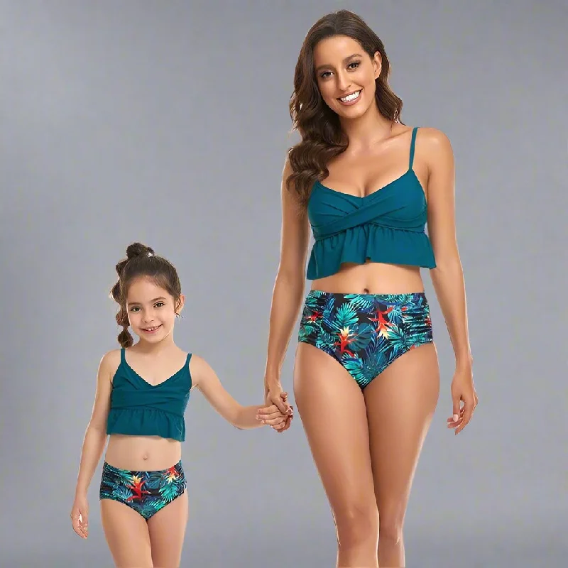 Matching Mother Daughter Tankini Swimsuit Swimsuit with Skirt