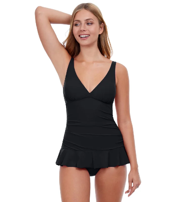 Profile by Gottex Woman's Tutti Frutti Swim Dress (D Cup) Black Color-Block Bikini