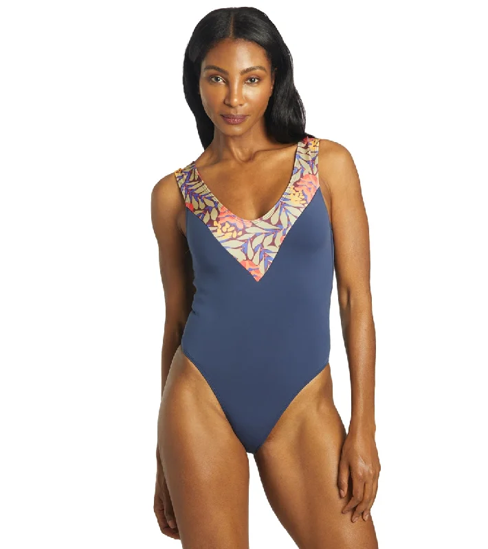 Seea Women's Sabina One Piece Swimsuit True Blue Plunge Neckline Swimsuit