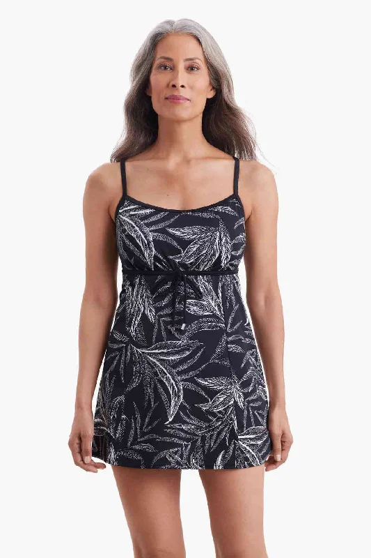 Empire One Piece Swim Dress Leaf Encounter Tropical Print One-Piece