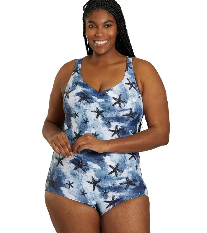 Sporti Plus Size Sanibel Island Conservative Printed Girl Leg One Piece Swimsuit Sanibel Island Luxury Swimsuit Style