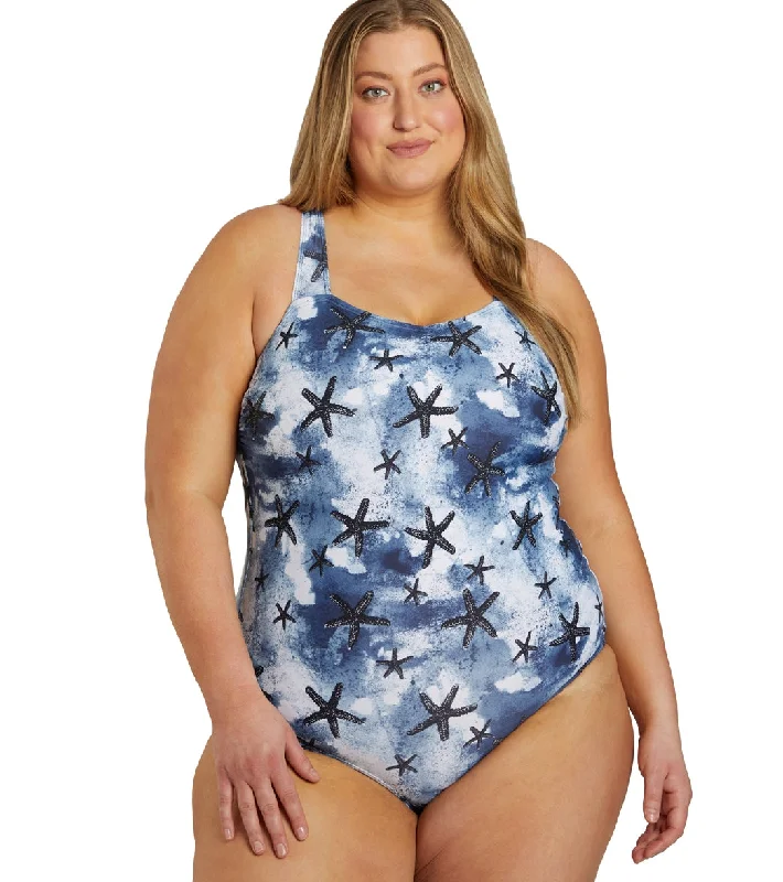 Sporti Plus Size Sanibel Island Moderate Printed Sweetheart One Piece Swimsuit Sanibel Island Strapless Swimsuit Top