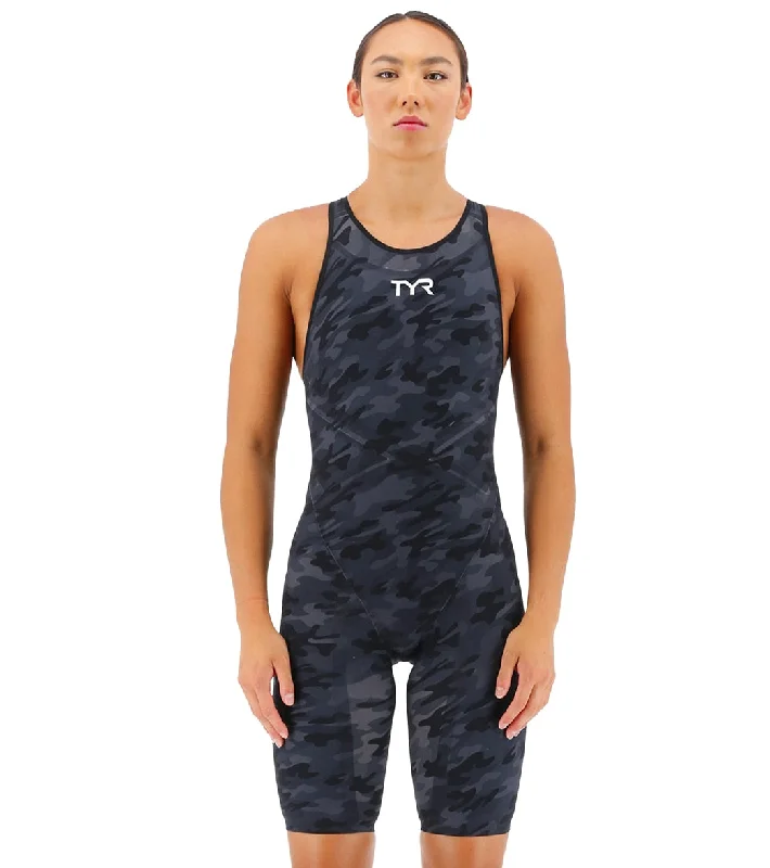 TYR Women's Venzo Camo Closed Back Tech Suit Swimsuit Black Camo Quick-Dry Tankini