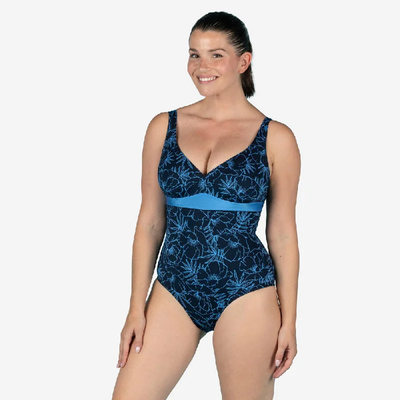 Women's 1-piece Sculpting Swimsuit Kaipearl Triki Pyva Navy Bold High-Cut Bikini