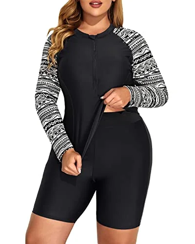 Women's Removable Padded Rash Guard Tankini Boy Shorts-Black And White Snake Print Classic Swimsuit Design