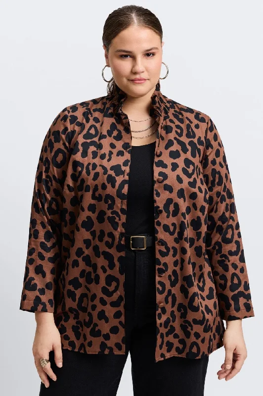 Carolina Plus Cheetah Shirt Jacket Ribbed Jacket Pleated Jacket Ruffled Jacket